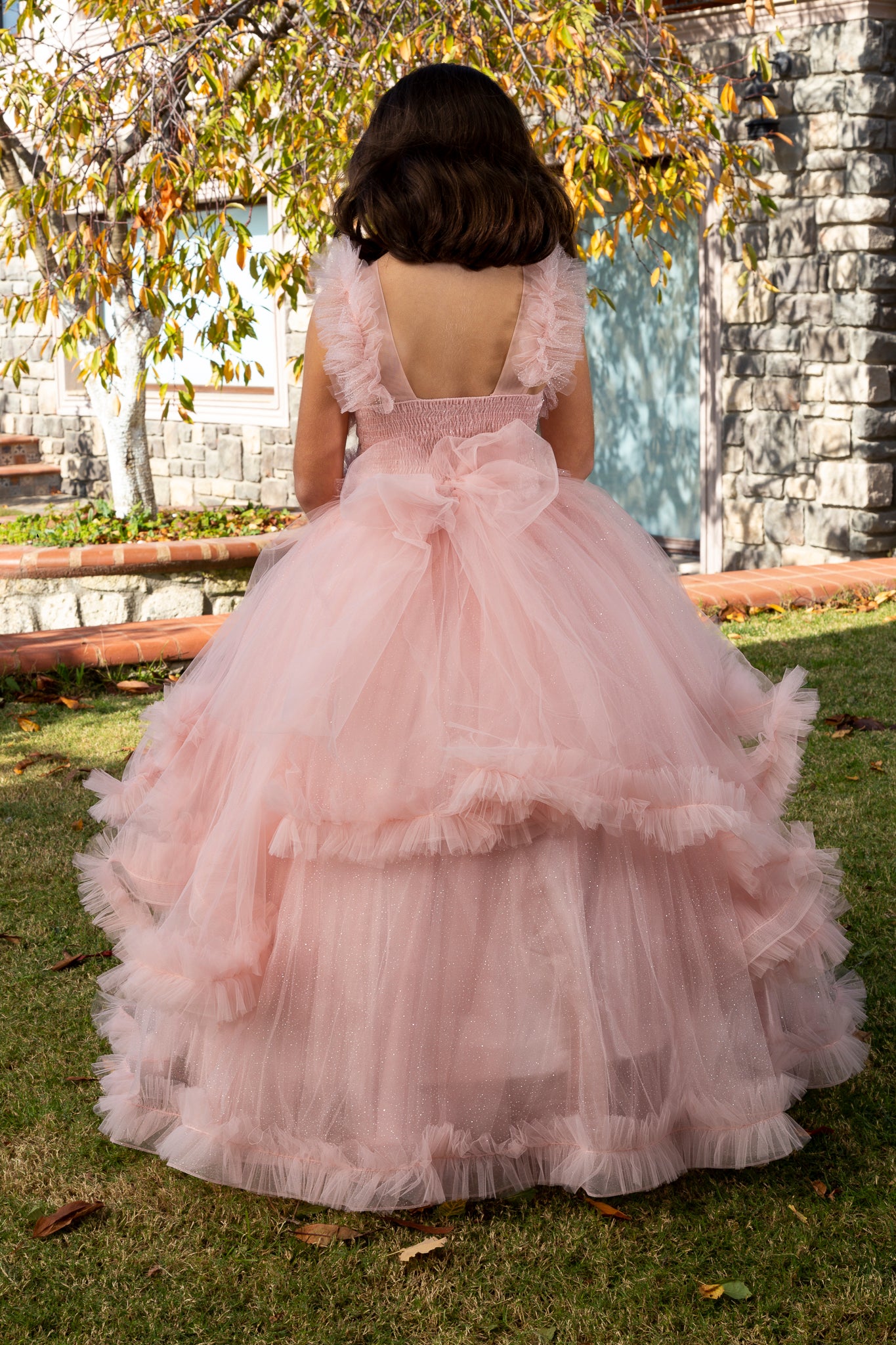 Lumina Powder Princess Tulle Dress for Girls 3-11 Years | Lace & Glitter Details | Flower Girls, Religious Ceremonies & Special Events | 30078-18