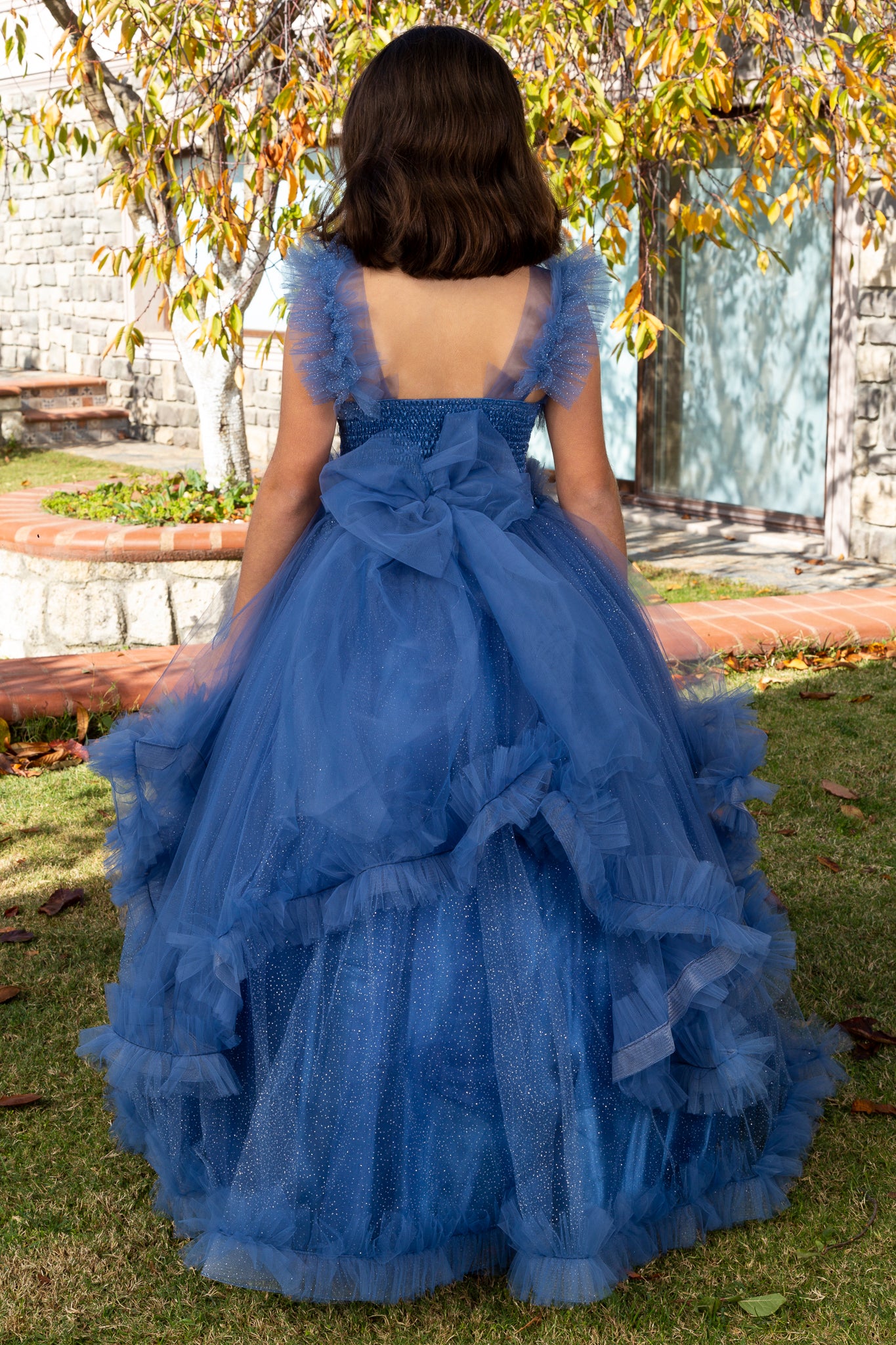 Lumina Indigo Princess Tulle Dress for Girls 3-11 Years | Lace & Glitter Details | Flower Girls, Religious Ceremonies & Special Events | 30078-26