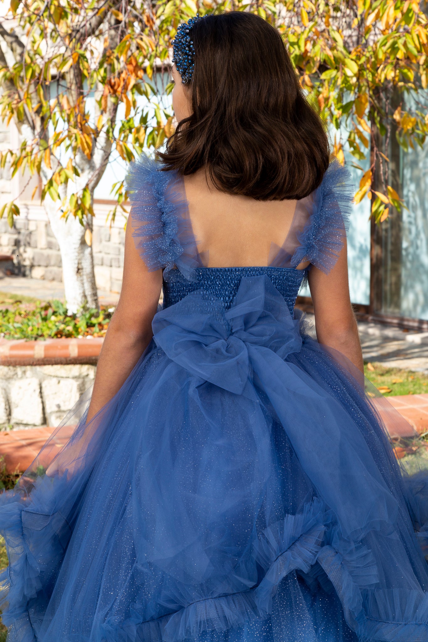 Lumina Indigo Princess Tulle Dress for Girls 3-11 Years | Lace & Glitter Details | Flower Girls, Religious Ceremonies & Special Events | 30078-26