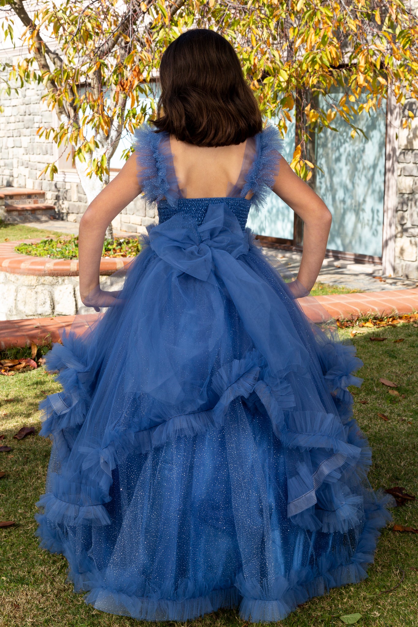Lumina Indigo Princess Tulle Dress for Girls 3-11 Years | Lace & Glitter Details | Flower Girls, Religious Ceremonies & Special Events | 30078-26