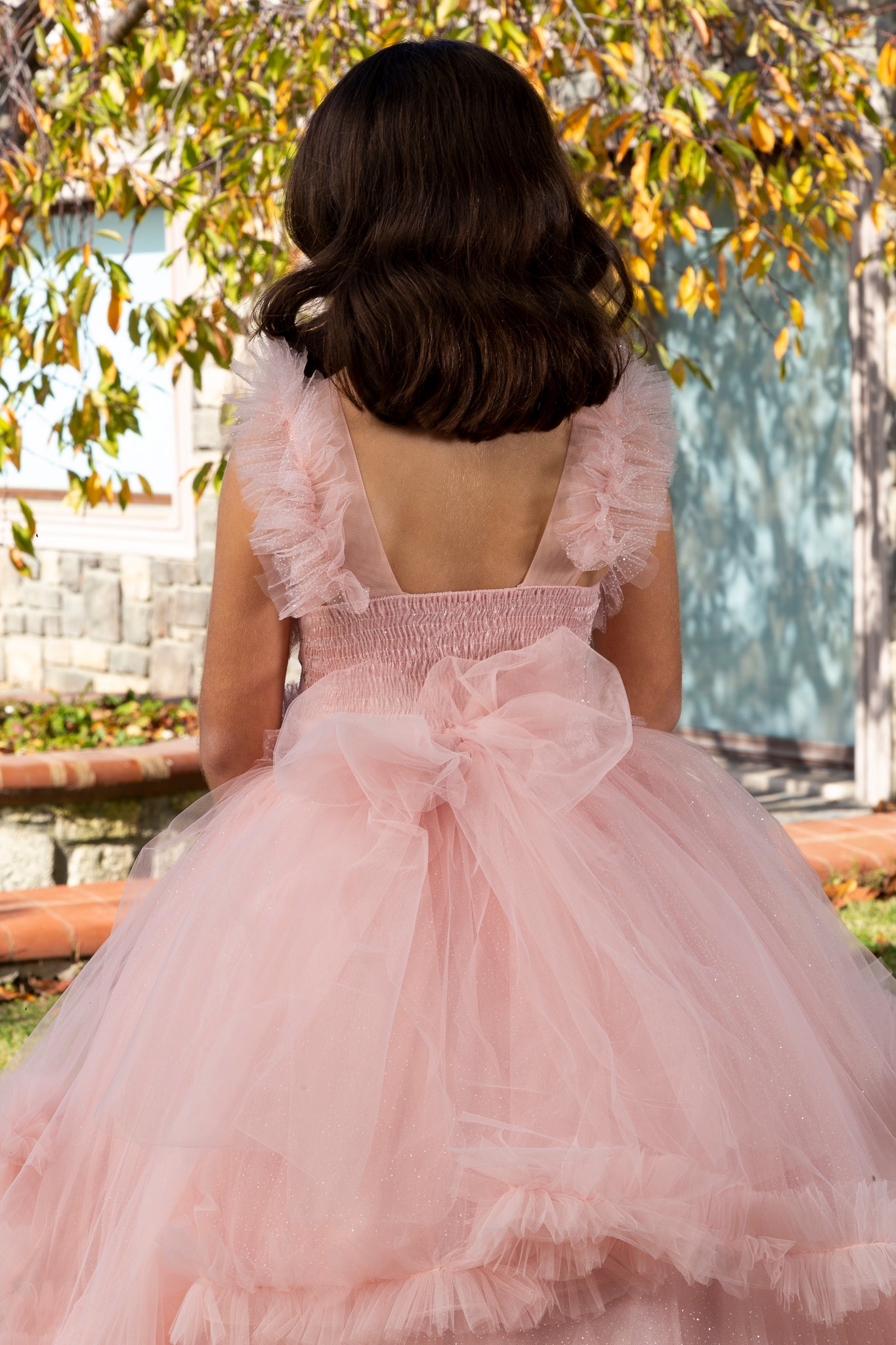 Lumina Powder Princess Tulle Dress for Girls 3-11 Years | Lace & Glitter Details | Flower Girls, Religious Ceremonies & Special Events | 30078-18