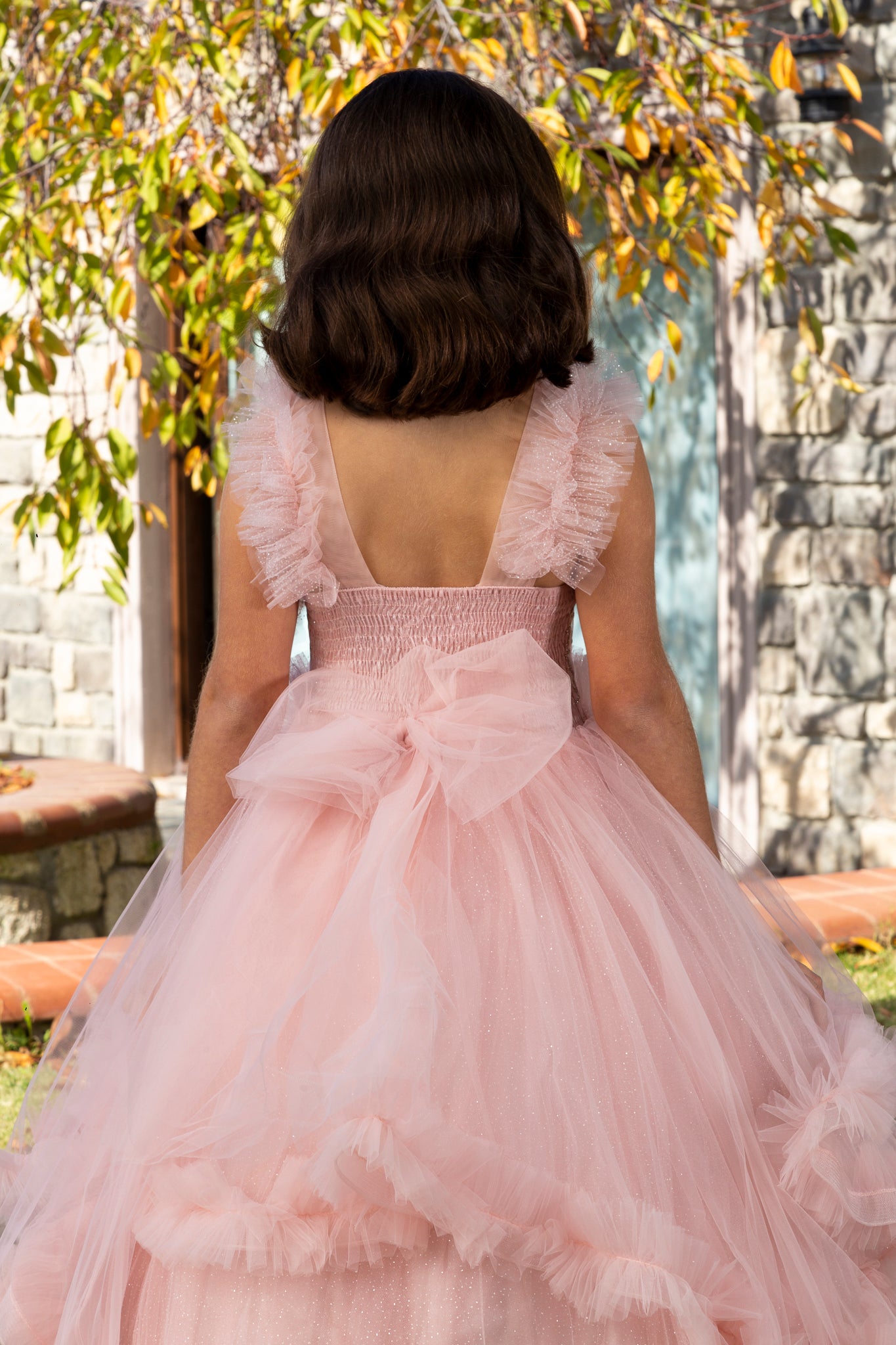 Lumina Powder Princess Tulle Dress for Girls 3-11 Years | Lace & Glitter Details | Flower Girls, Religious Ceremonies & Special Events | 30078-18