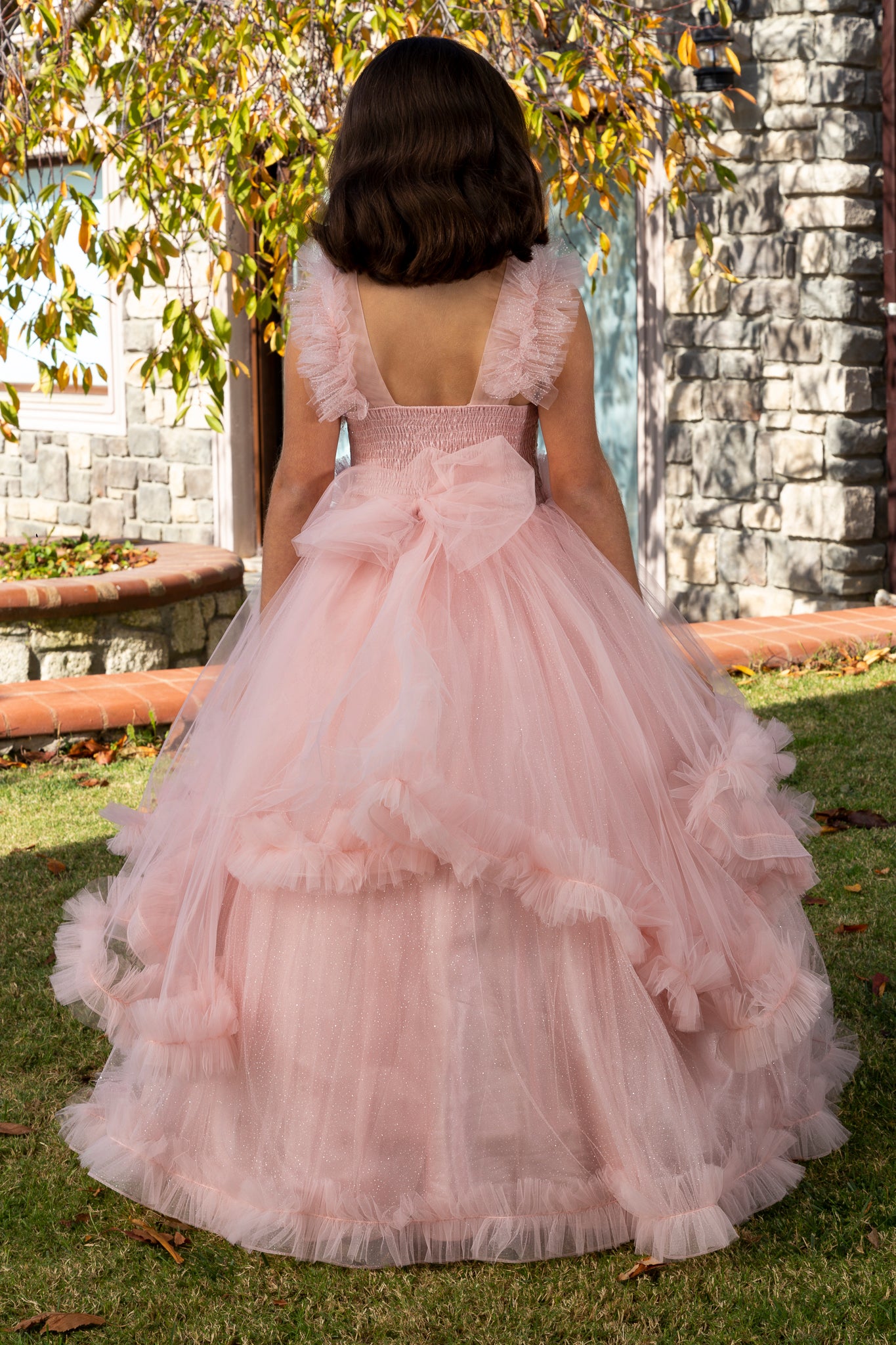 Lumina Powder Princess Tulle Dress for Girls 3-11 Years | Lace & Glitter Details | Flower Girls, Religious Ceremonies & Special Events | 30078-18