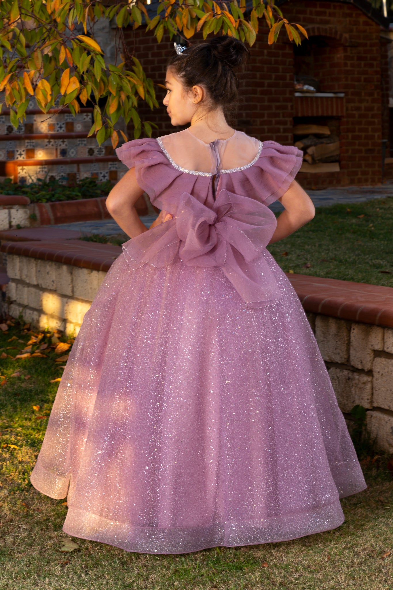 Elite Vestido Princesa Tul Lila para Niña 3-11 Años | Detalles de purpurina, cuentas y volantes | Niñas de flores y eventos especiales | 30088-03