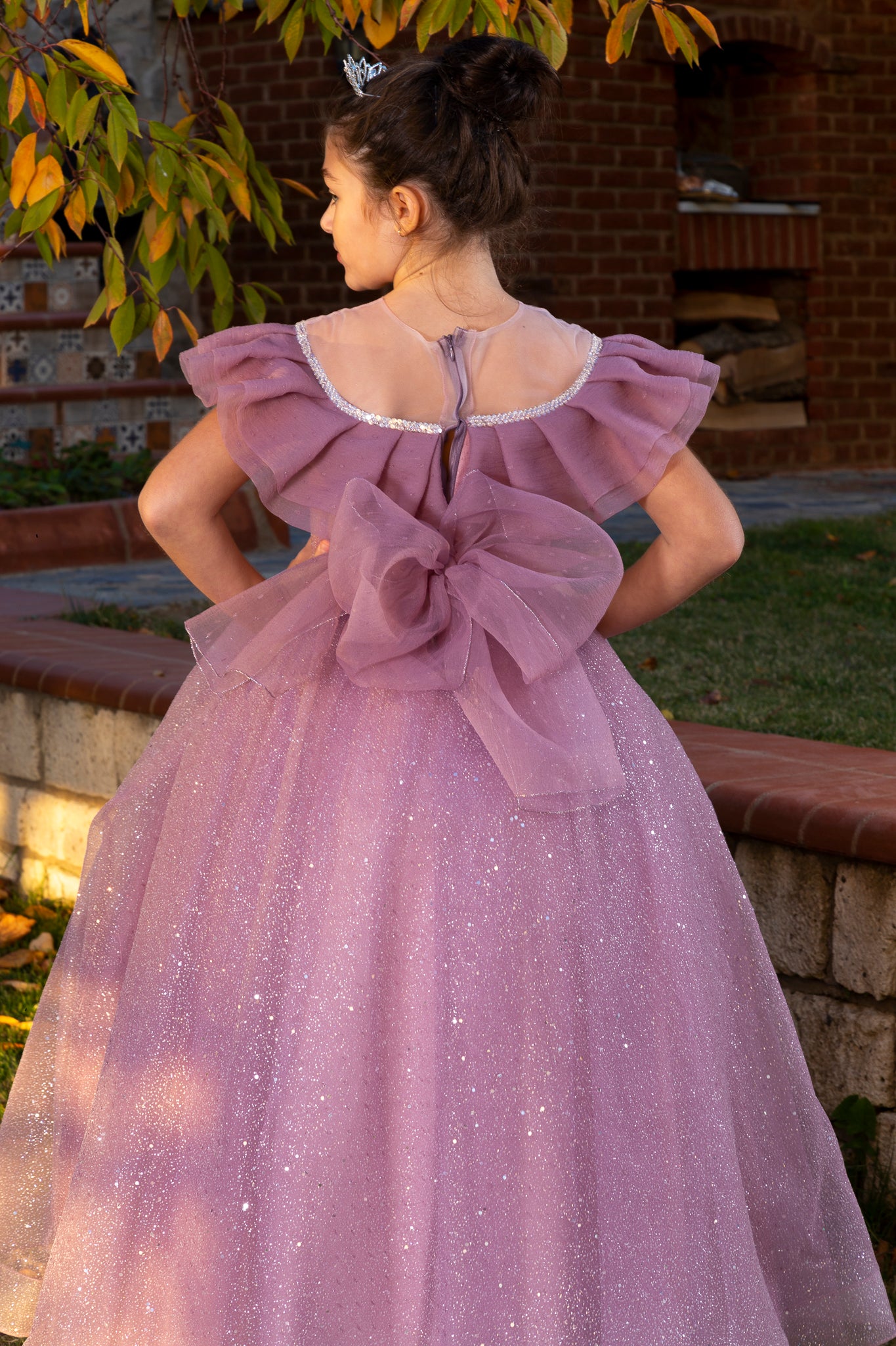 Elite Vestido Princesa Tul Lila para Niña 3-11 Años | Detalles de purpurina, cuentas y volantes | Niñas de flores y eventos especiales | 30088-03